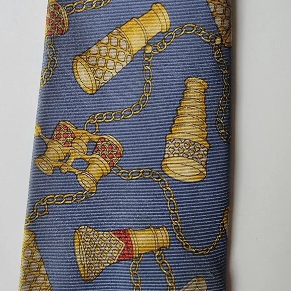 CHANEL Men's Vintage Tie 100% Silk Made in Italy Classic Opera Glasses Authentic